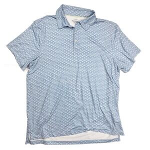 J. Crew Performance Blue Golf‎ Print 1/4 Button Short Sleeve Polo Men's Size XL